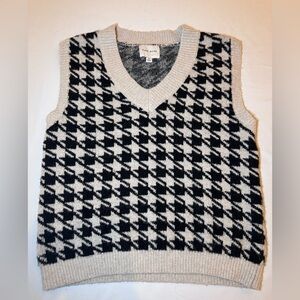 Pink Rose Black and White V-Neck Sweater Vest